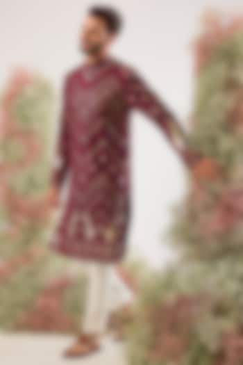 Magenta Georgette Patch Work Kurta by Kasbah Clothing at Pernia's Pop Up Shop