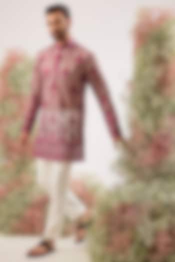 Magenta Georgette Chikankari Work Kurta by Kasbah Clothing at Pernia's Pop Up Shop