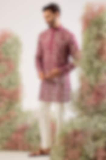 Magenta Organza Chikankari Work Kurta by Kasbah Clothing at Pernia's Pop Up Shop