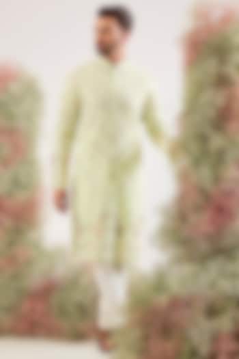 Pastel Green Georgette Patch Work Kurta by Kasbah Clothing at Pernia's Pop Up Shop