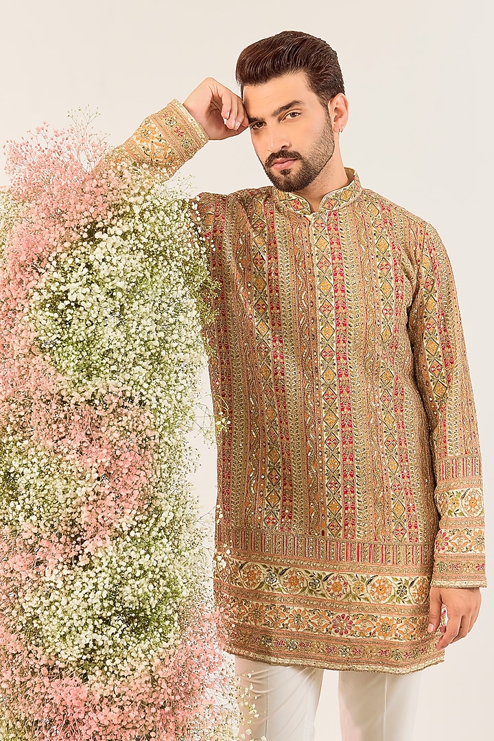 Multi-Colored Georgette Sequin Embroidered Short Kurta by Kasbah Clothing at Pernia's Pop Up Shop