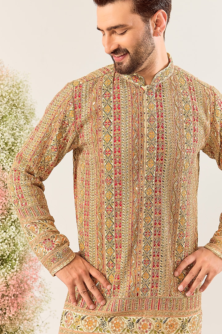 Multi-Colored Georgette Sequin Embroidered Short Kurta by Kasbah Clothing at Pernia's Pop Up Shop