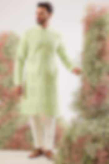 Pastel Green Silk Sequin Work Kurta by Kasbah Clothing at Pernia's Pop Up Shop