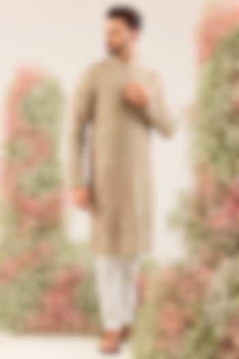 Beige Georgette Thread Work Kurta by Kasbah Clothing at Pernia's Pop Up Shop