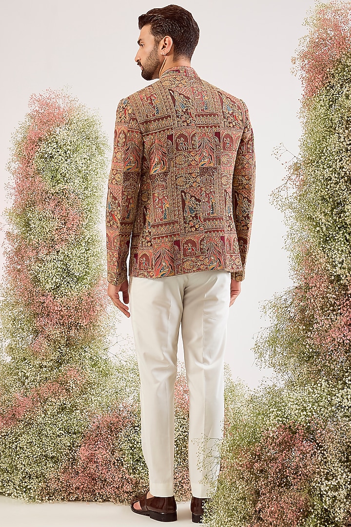 Mauve Taupe Georgette Embroidered Wedding Bandhgala by Kasbah Clothing at Pernia's Pop Up Shop