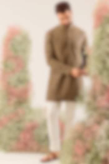 Brown Silk Sequin & Thread Work Kurta by Kasbah Clothing at Pernia's Pop Up Shop