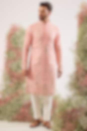 Peach Georgette Sequin Work Kurta by Kasbah Clothing at Pernia's Pop Up Shop