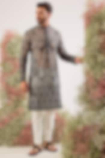 Black Organza Chikankari Embroidered Kurta by Kasbah Clothing at Pernia's Pop Up Shop