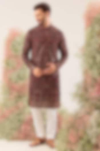 Black Georgette Chikankari Embroidered Kashmiri Kurta by Kasbah Clothing at Pernia's Pop Up Shop