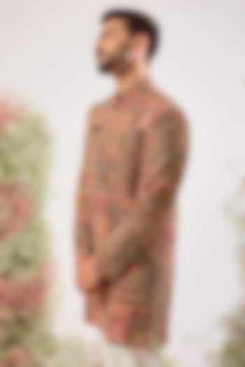 Mauve Georgette Zari Work Wedding Sherwani by Kasbah Clothing at Pernia's Pop Up Shop