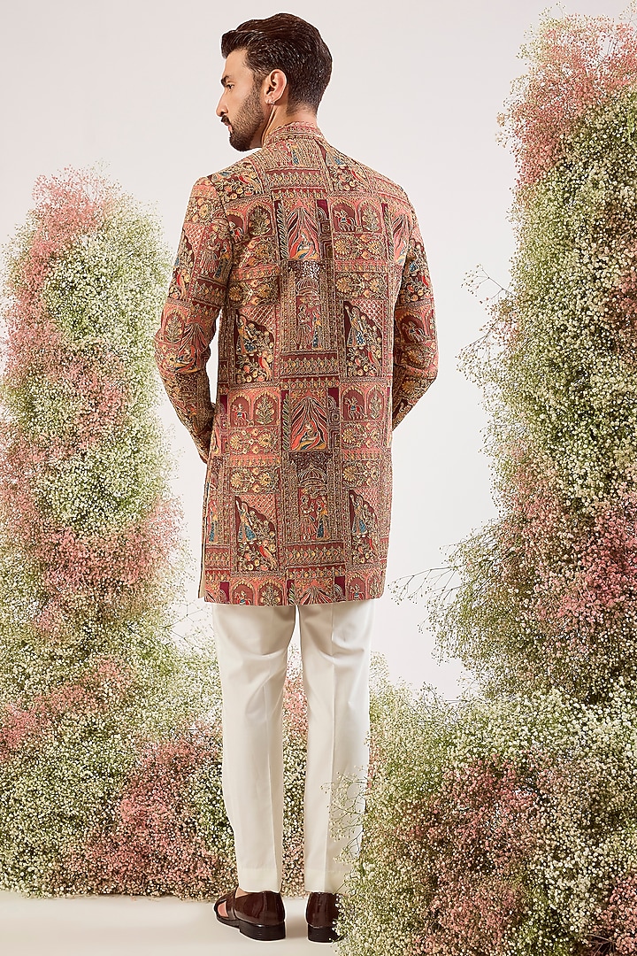Mauve Georgette Zari Work Wedding Sherwani by Kasbah Clothing at Pernia's Pop Up Shop
