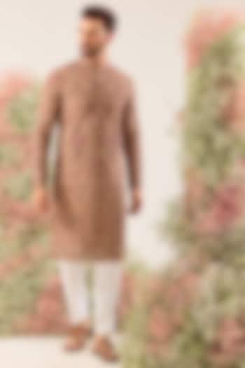 Beige Georgette Kashmiri Embroidered Kurta by Kasbah Clothing at Pernia's Pop Up Shop