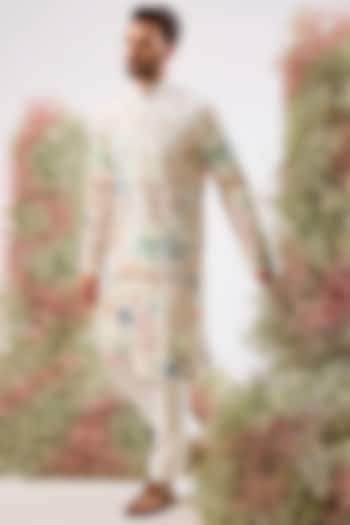 White Silk Sequins Embroidered Kurta by Kasbah Clothing at Pernia's Pop Up Shop