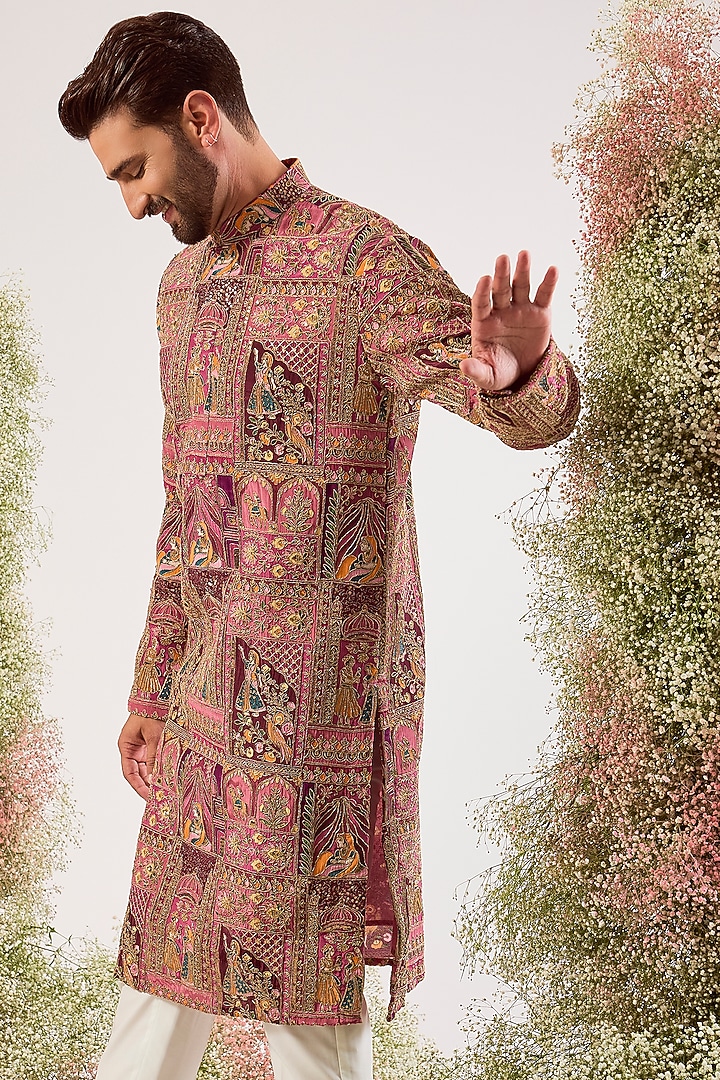 Purple Georgette Embroidered Kurta by Kasbah Clothing at Pernia's Pop Up Shop
