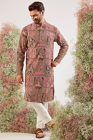Purple Georgette Embroidered Kurta by Kasbah Clothing