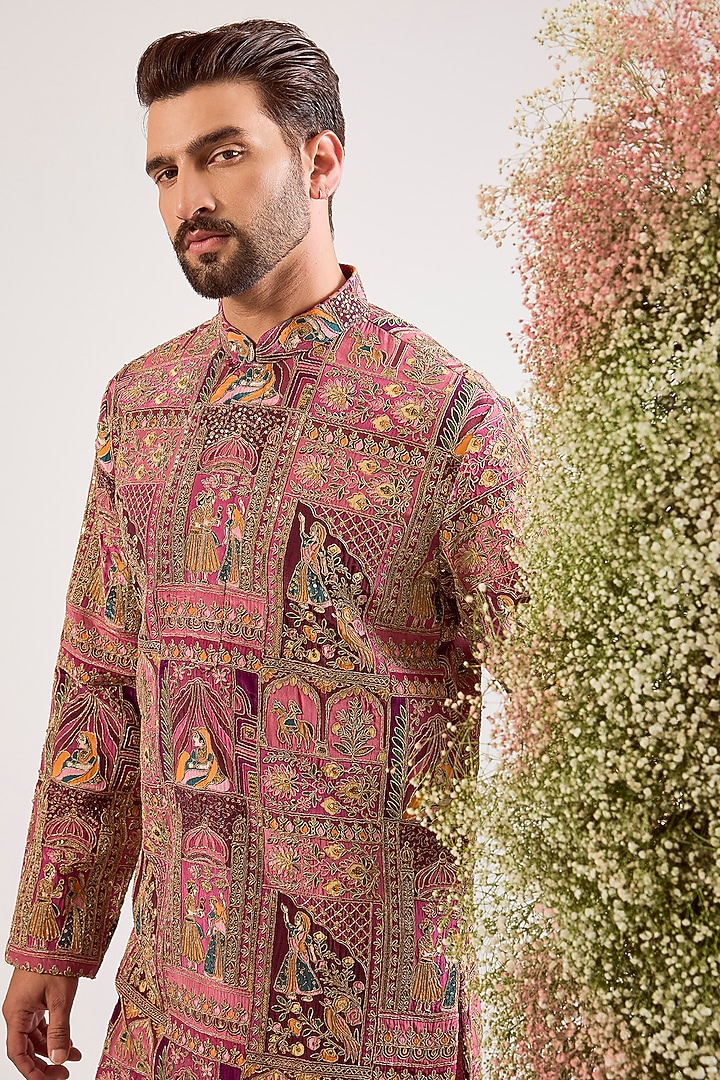 Purple Georgette Embroidered Kurta by Kasbah Clothing at Pernia's Pop Up Shop