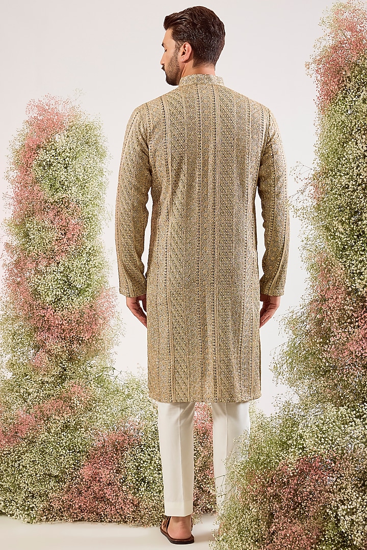 Green Georgette Zari Work Kurta by Kasbah Clothing at Pernia's Pop Up Shop