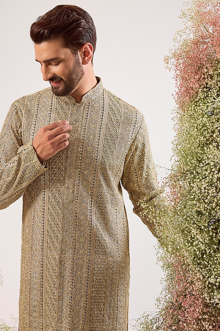Green Georgette Zari Work Kurta by Kasbah Clothing at Pernia's Pop Up Shop