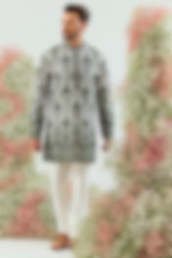 Green Organza Chikankari Embroidered Kurta by Kasbah Clothing at Pernia's Pop Up Shop