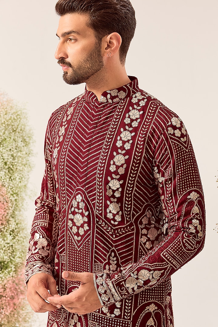 Maroon Georgette Sequins Work Kurta by Kasbah Clothing at Pernia's Pop Up Shop