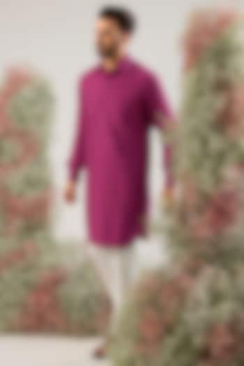 Magenta Silk Sequins Work Kurta by Kasbah Clothing at Pernia's Pop Up Shop