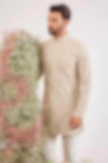 Beige Georgette Chikankari Embroidered Kurta by Kasbah Clothing at Pernia's Pop Up Shop