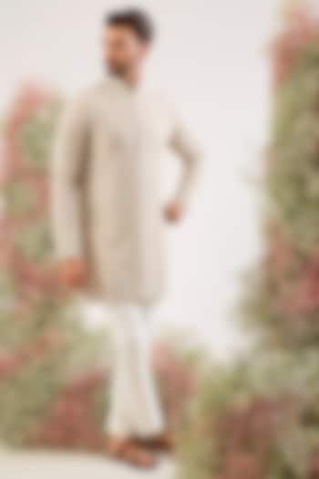 Beige Georgette Chikankari Embroidered Kurta by Kasbah Clothing at Pernia's Pop Up Shop