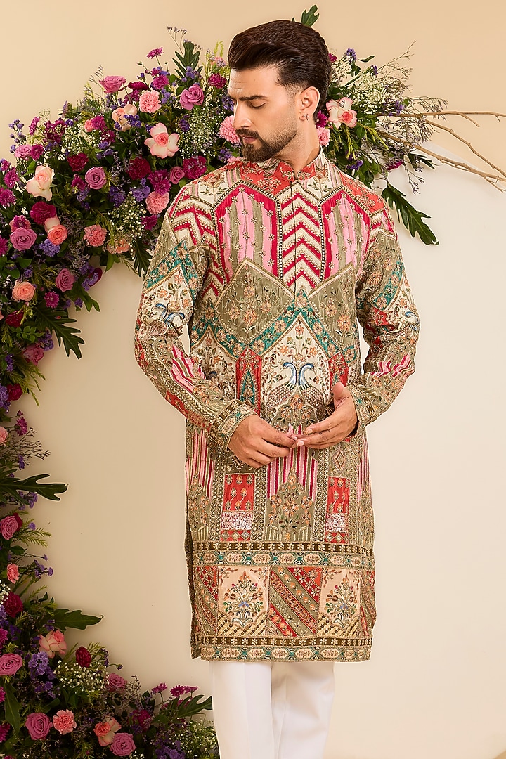 Multi-Colored Crepe Printed Kurta by Kasbah Clothing at Pernia's Pop Up Shop