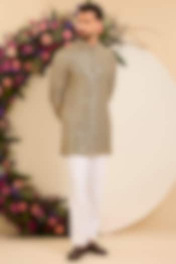 Teal Green Georgette Mirror Embellished Short Kurta by Kasbah Clothing at Pernia's Pop Up Shop