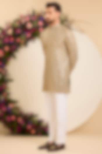Grey Georgette Mirror Embellished Short Kurta by Kasbah Clothing at Pernia's Pop Up Shop