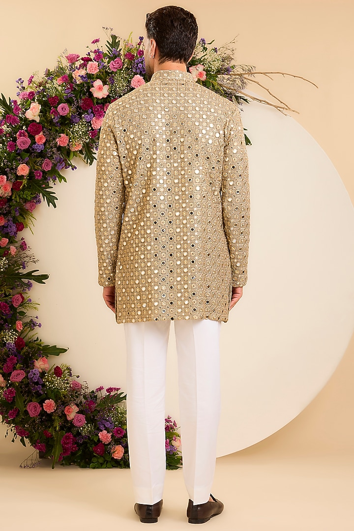 Grey Georgette Mirror Embellished Short Kurta by Kasbah Clothing at Pernia's Pop Up Shop