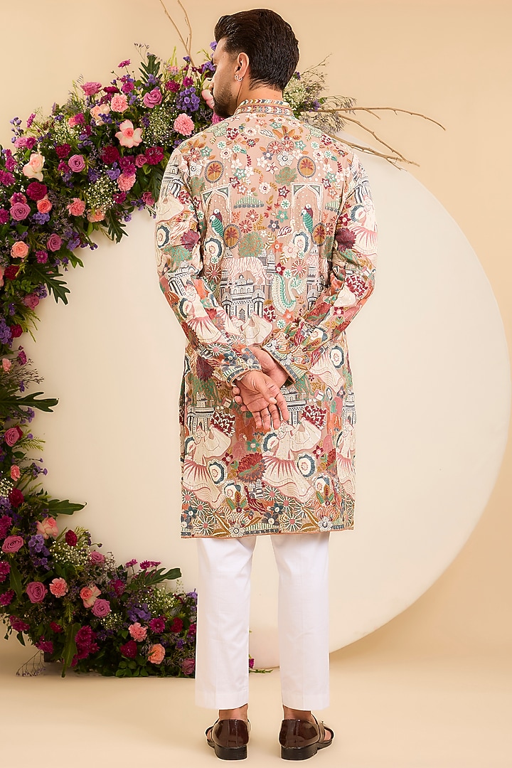 Mouse-Grey Georgette Threadwork Kurta by Kasbah Clothing at Pernia's Pop Up Shop