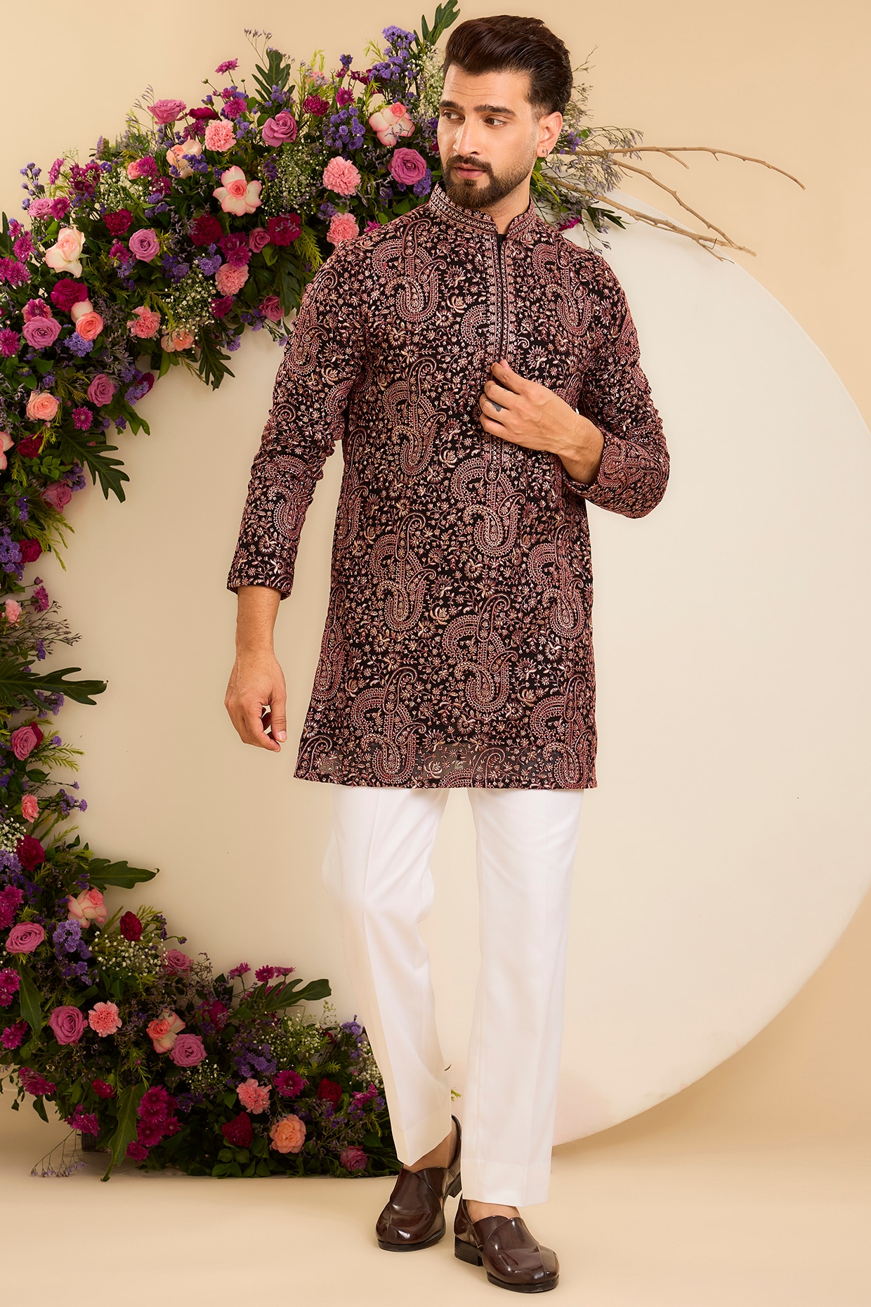 Kasbah Clothing Black Georgette Embroidered Short Kurta