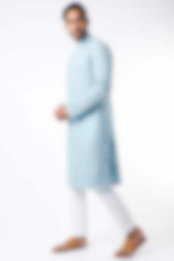 Powder Blue Embroidered Kurta by Kasbah Clothing at Pernia's Pop Up Shop