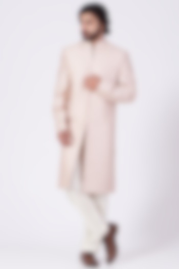 Blush Pink Sequins Embroidered Wedding Sherwani  by Kasbah Clothing at Pernia's Pop Up Shop