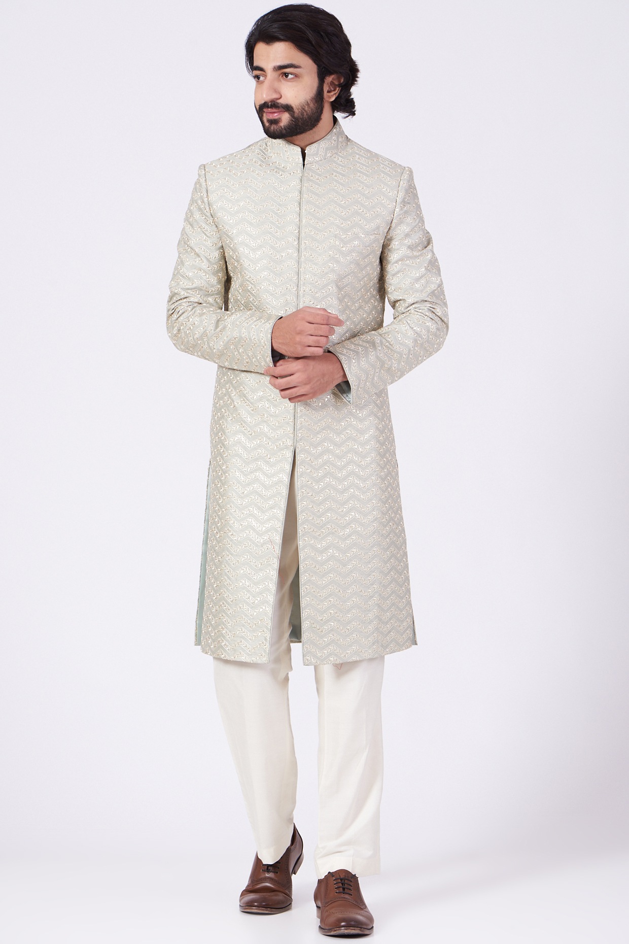 mint green sherwani