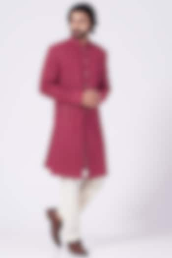 Fuchsia Embroidered Sherwani  by Kasbah Clothing