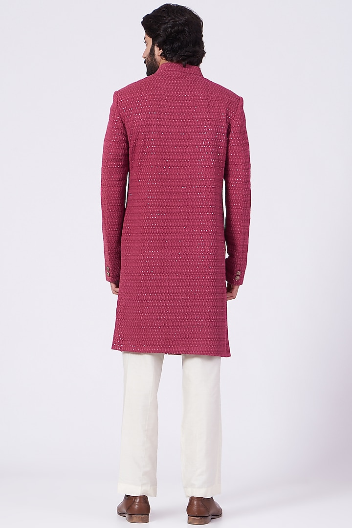Fuchsia Embroidered Wedding Sherwani by Kasbah Clothing at Pernia's Pop Up Shop