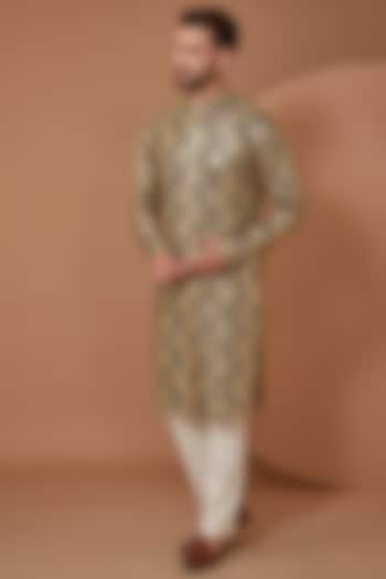 Mehendi Green Georgette Sequins Embroidered Kurta by Kasbah Clothing at Pernia's Pop Up Shop