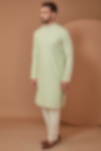 Light Sea Green Silk Sequins Embroidered Kurta by Kasbah Clothing at Pernia's Pop Up Shop