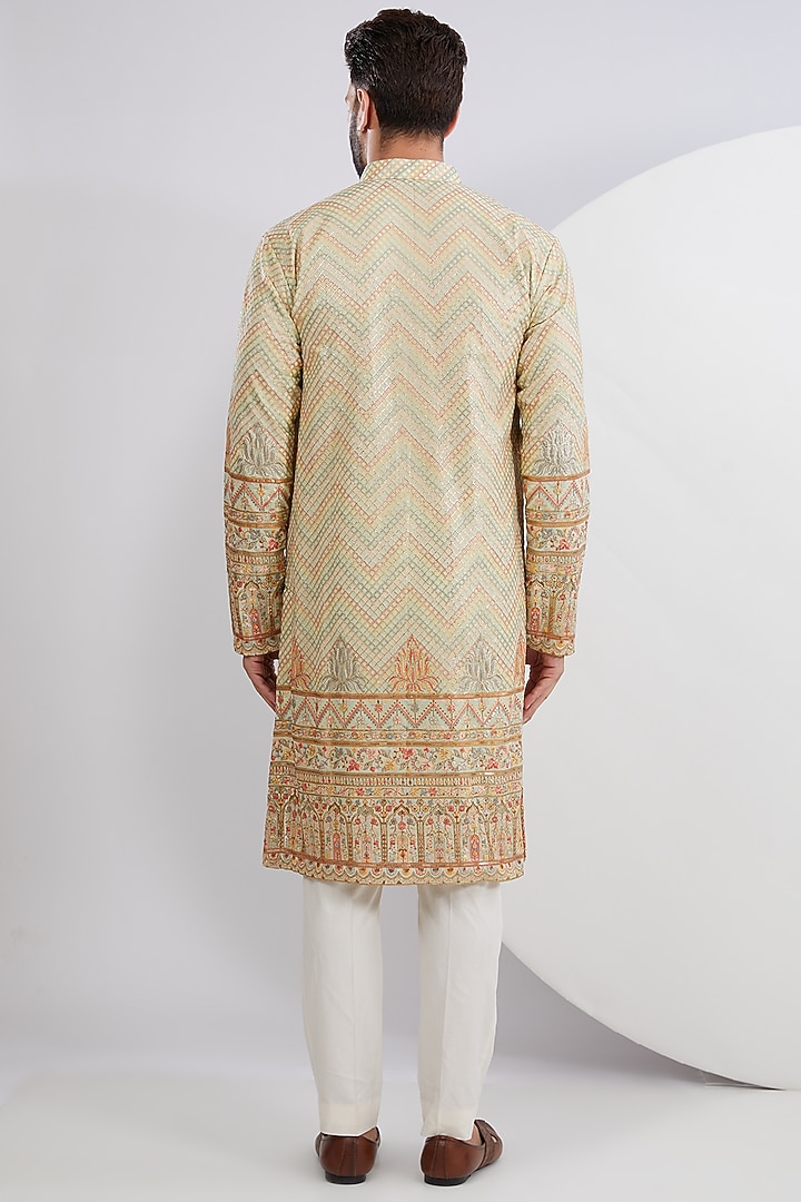 Multi-Colored Georgette Embroidered Kurta by Kasbah Clothing at Pernia's Pop Up Shop