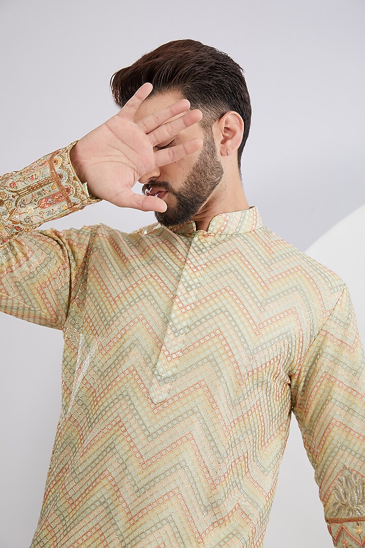 Multi-Colored Georgette Embroidered Kurta by Kasbah Clothing at Pernia's Pop Up Shop