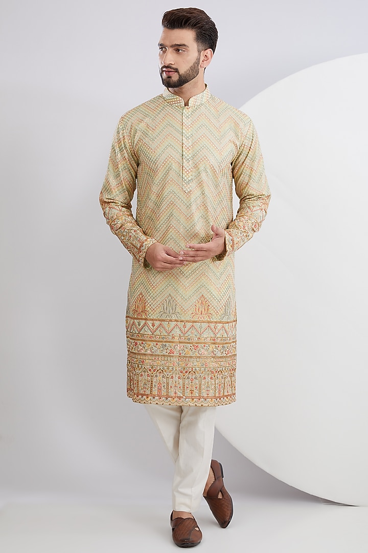 Multi-Colored Georgette Embroidered Kurta by Kasbah Clothing at Pernia's Pop Up Shop