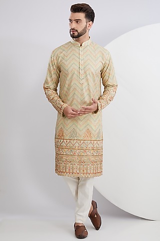Multi-Colored Georgette Embroidered Kurta by Kasbah Clothing