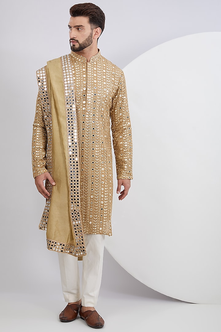 Copper Georgette Embroidered Kurta by Kasbah Clothing