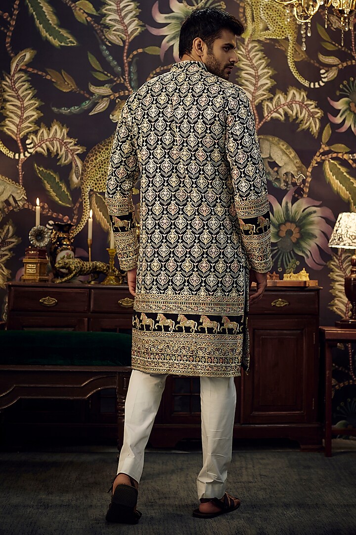 Black Georgette Embroidered Kurta Set by Kasbah Clothing at Pernia's Pop Up Shop