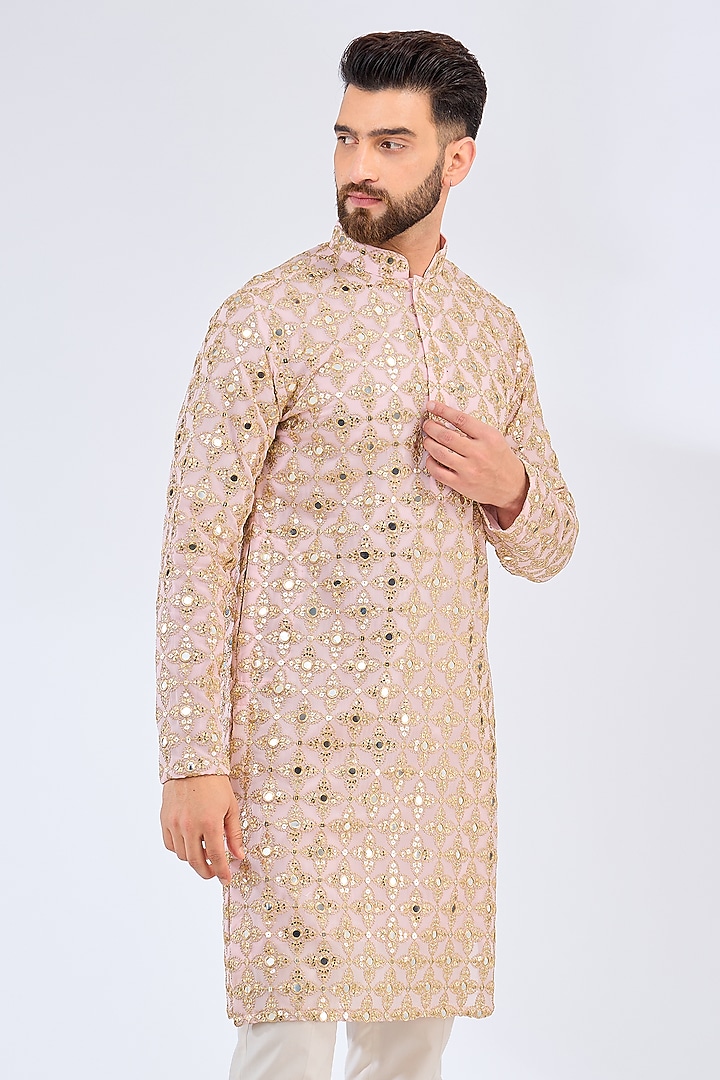 Pink Georgette Zari Work Kurta by Kasbah Clothing at Pernia's Pop Up Shop