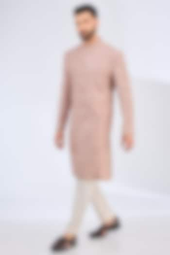 Dust Pink Silk Thread Embroidered Wedding Sherwani by Kasbah Clothing at Pernia's Pop Up Shop