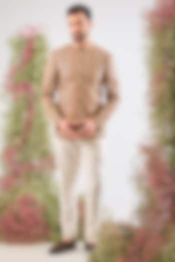 Multi-Colored Georgette Zari Work Wedding Bandhgala by Kasbah Clothing at Pernia's Pop Up Shop