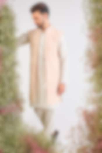 Pink Georgette Cutdana Embroidered Jacket by Kasbah Clothing at Pernia's Pop Up Shop